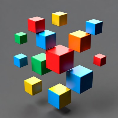 Colorful Floating 3D Cubes