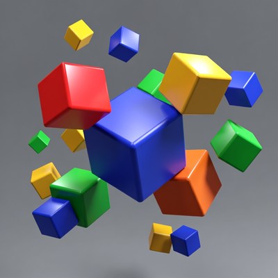 Colorful Floating 3D Blocks