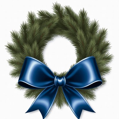 Christmas Wreath with Blue Bow