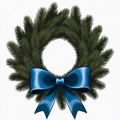 Blue Bow Christmas Wreath