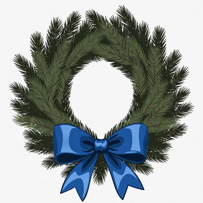 Christmas Wreath with Blue Bow