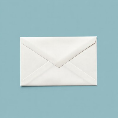 White envelope on blue background