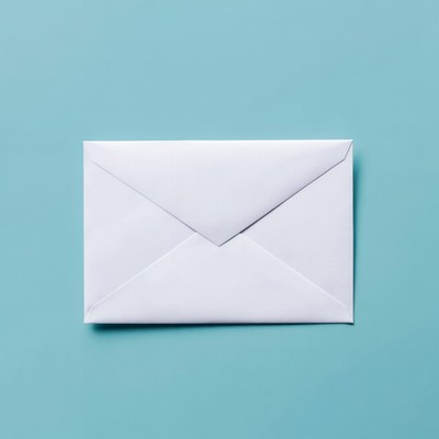 White Envelope on Blue Background