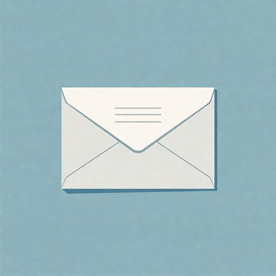 White envelope on blue background
