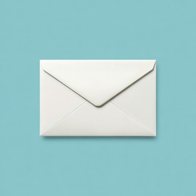 White envelope on blue background