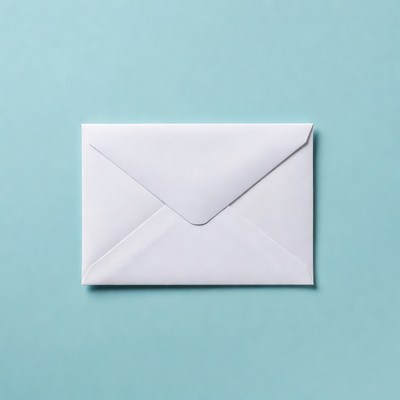 White envelope on blue background