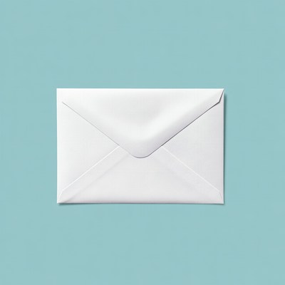 White envelope on blue background