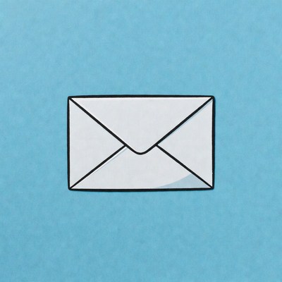 White envelope on blue background
