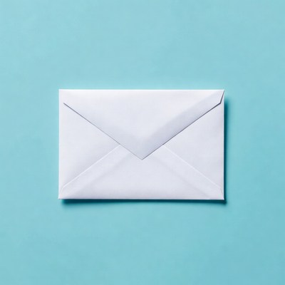 White envelope on blue background