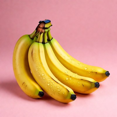 Fresh bananas on pink background