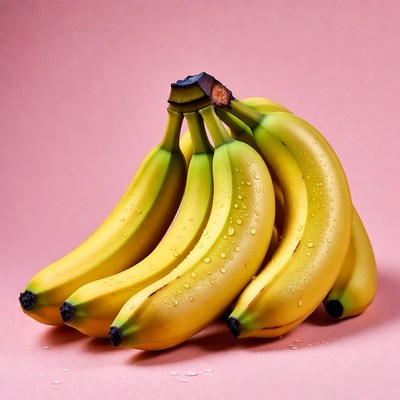 Fresh bananas on pink background