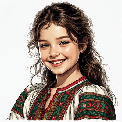Girl in traditional embroidered dress