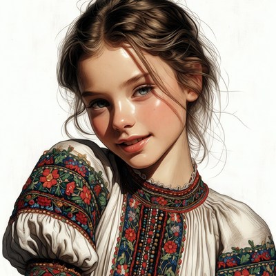 Girl in embroidered traditional blouse