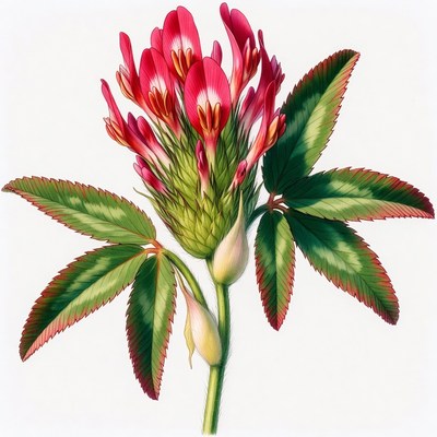 Red Clover Flower with Leaves