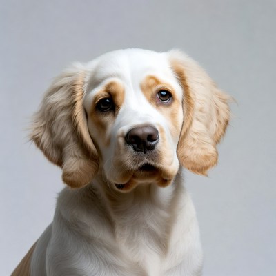White Cocker Spaniel Puppy Portrait