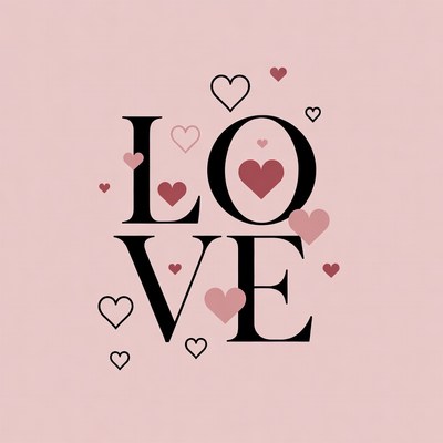 Pink LOVE Text with Hearts
