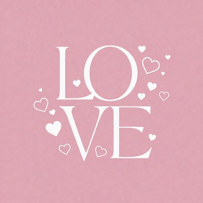 Pink LOVE Text with Hearts