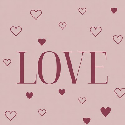 LOVE Text with Pink Hearts