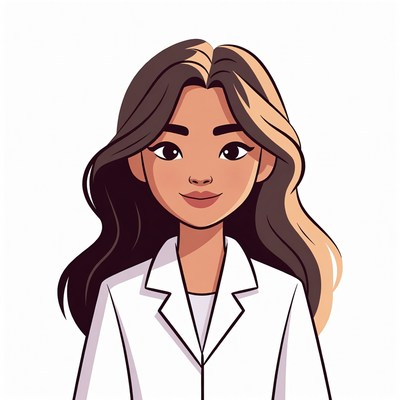 Asian woman in white lab coat