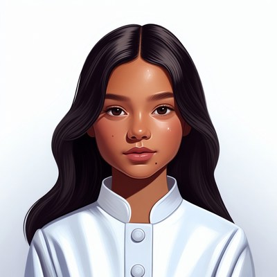 Asian girl in white collar shirt