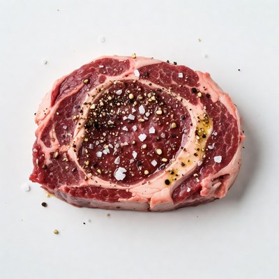Seasoned Ribeye Steak Top View