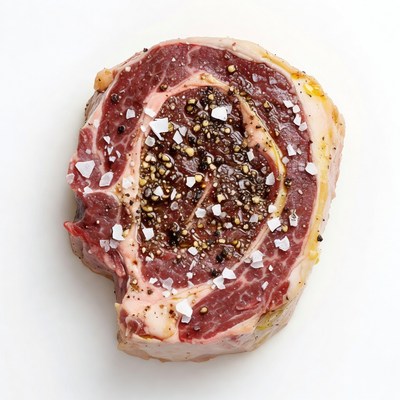 Seasoned Ribeye Steak Top View