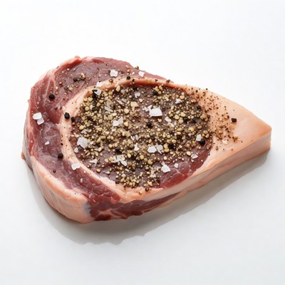 Raw Seasoned Steak with Salt Pepper