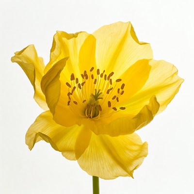 Yellow Tulip Flower on White Background