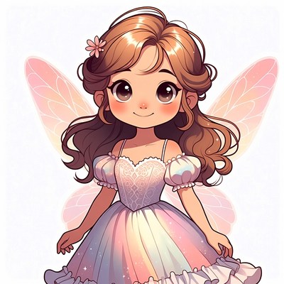 Cute anime fairy girl with wings