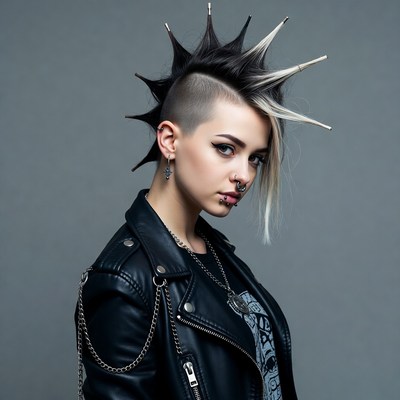 Woman with punk mohawk hairstyle