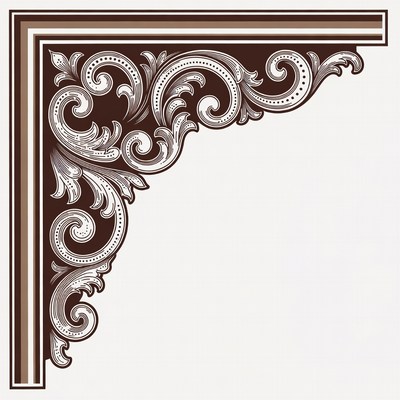 Ornate Brown Corner Border Design