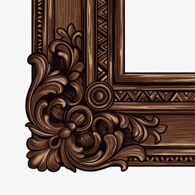 Ornate Wooden Picture Frame Illustration