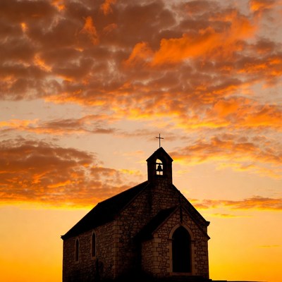 Silhouette Church at Sunset