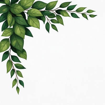 Green Leafy Vines Corner Illustration