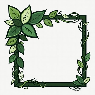 Green Leaf Floral Frame Border
