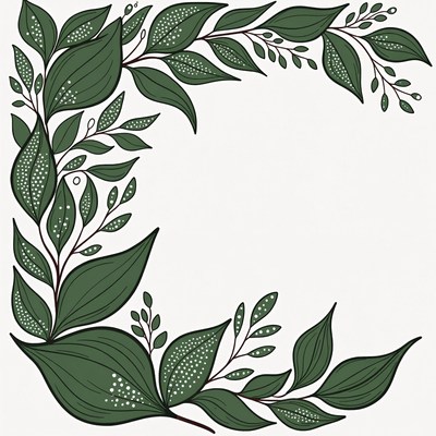 Green Leaf Corner Border Illustration