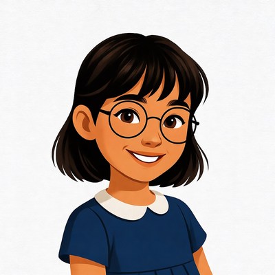 Smiling Asian girl in glasses