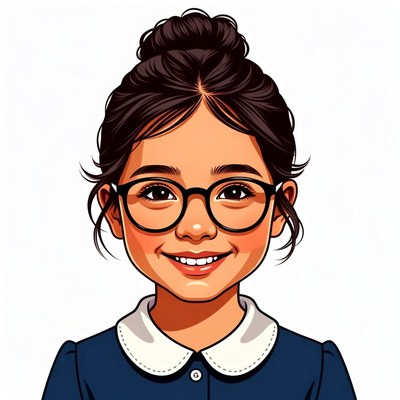 Smiling girl with glasses illustration