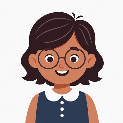 Smiling Asian girl with glasses illustration