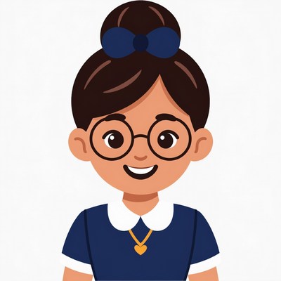 Smiling Asian girl with glasses