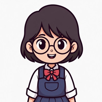 Smiling Asian girl in school uniform