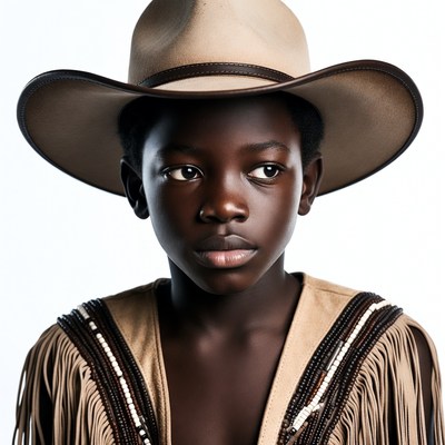 African boy in cowboy hat