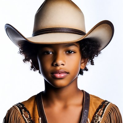 African-American boy in cowboy hat