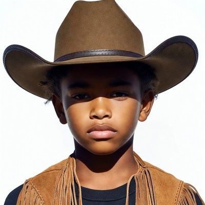 Young Black boy wearing cowboy hat
