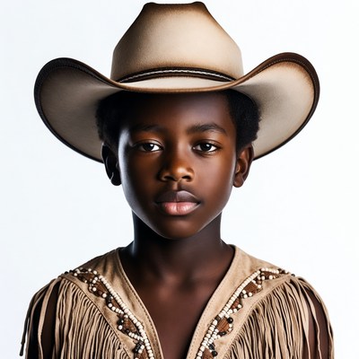 African boy wearing cowboy hat