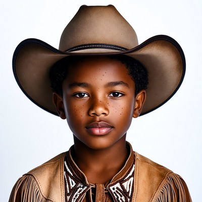 African-American boy in cowboy hat