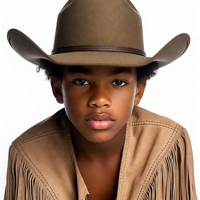 African-American boy in cowboy hat