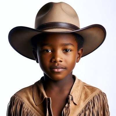 African boy wearing cowboy hat