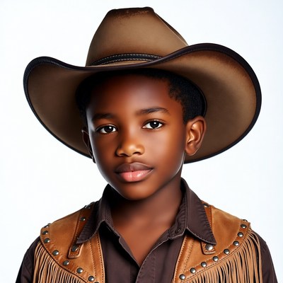 African-American boy wearing cowboy hat