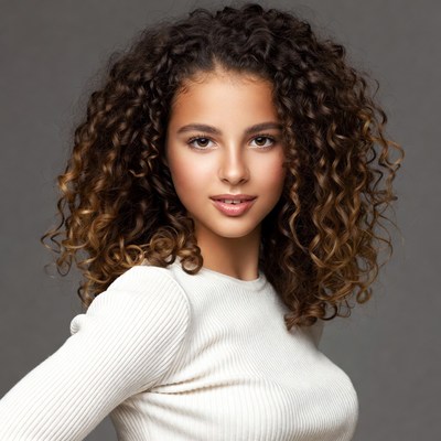Young woman with curly hair